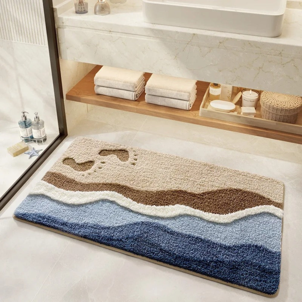 Seaside Footprint Pattern Bath Mat