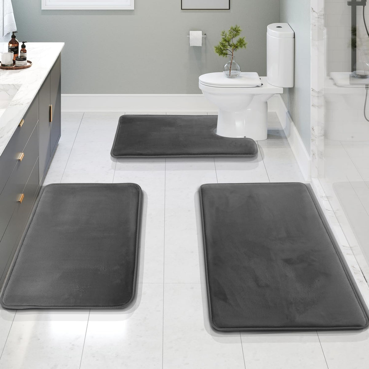 3-Piece Memory Foam Bath Mat Set