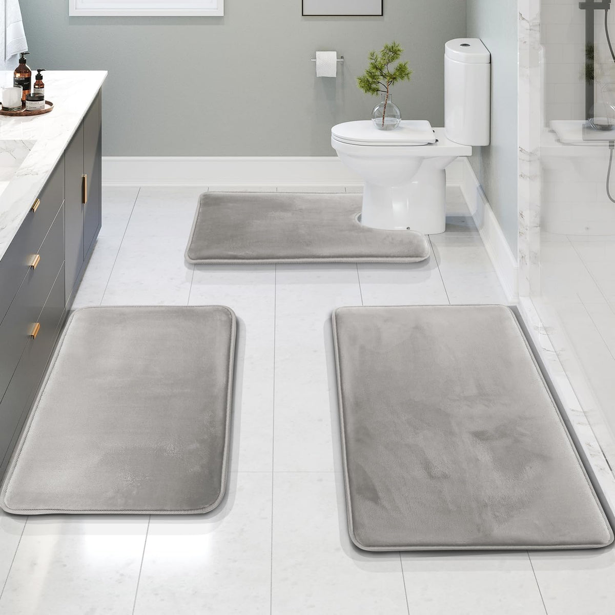 3-Piece Memory Foam Bath Mat Set